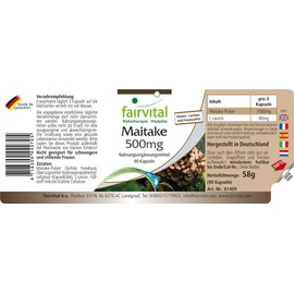 Fairvital Maitake Capsules - 500 mg Maitake Mushroom Powder per Capsule - High Dose - Grifola Frondosa - Vegan - 90 Capsules