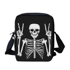 Snilety Funny Skeleton Women's Wallet Zip Small Crossbody Bag with Adjustable Strap Black Mini Messenger Bag Portable Travel Bag Cellphone Purses Bags