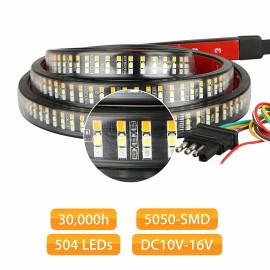 Unbranded Tailgate STROBE BRAKE 60" TRIPLE LED Sequential Turn Signal Brake Light Strip