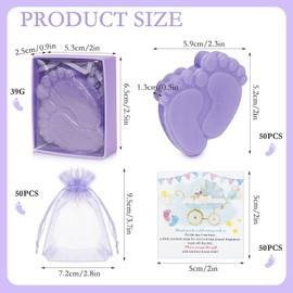 200Pcs Baby Shower Gifts for Guests with 50 Scented Soap Bars, 50 Thank You Cards, 50 Mesh Bags, 50 Boxes, Small Return Gifts & Party Favors for Baby Shower, Gender Reveal Parties, Purple