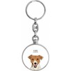 Beige Jack Russell Terrier Head Dog Keyring, silver