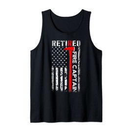 Retired Firefighter Fire Captain Retirement UAS flag Gifts Tank Top