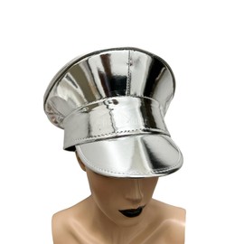 Funk Plus Captain Hat Police Hat Alternative Rave Punk Goth Hat Cosplay Head Gear (SILVER)