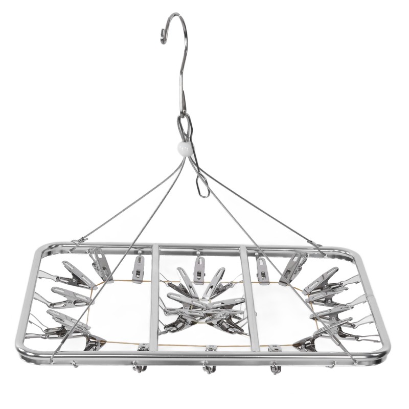 Multifunction Aluminum Alloy Laundry Drying Rack with 26 Clips for