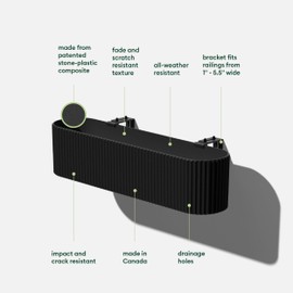 Veradek Demi Series Railing Planter - Hanging Planter Box for Windowsill/Balcony | Plastic & Concrete w/Railing Bracket | Modern Décor for Flowers