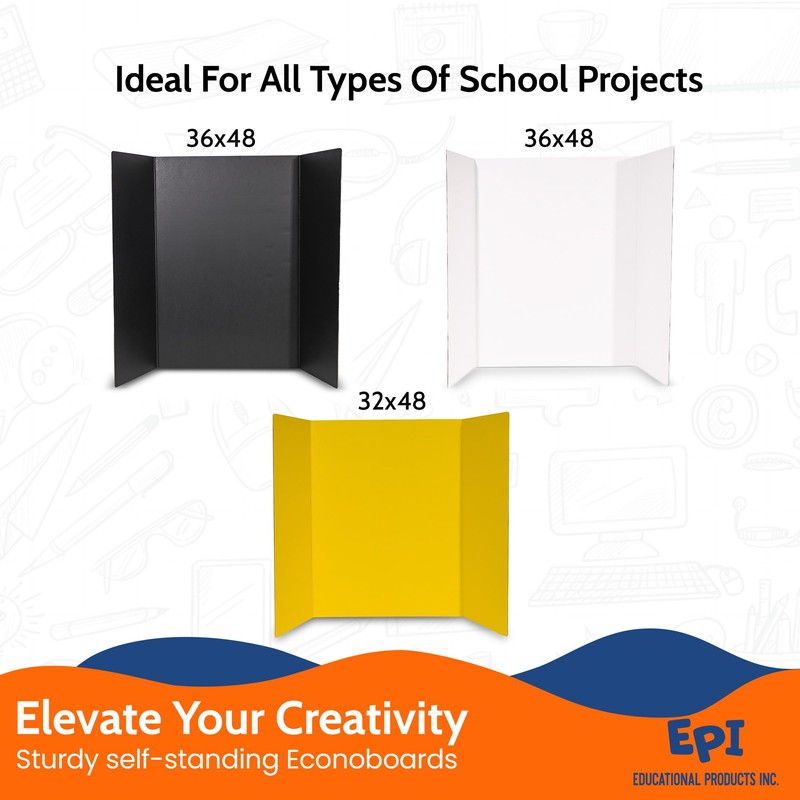 EPI Tri Fold Cardboard Display Board. Large 36 x 48in