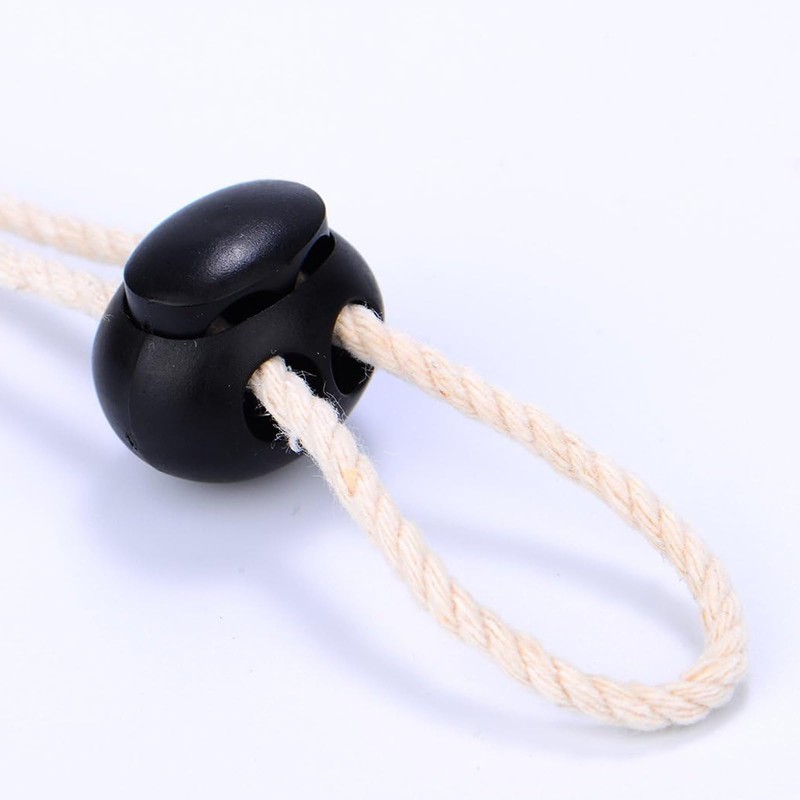 20 Pack Spring Cord Locks for Drawstrings, Black Plastic Double