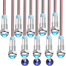 RUNCCI-YUN 10pcs 110V-220V 6 mm 1/4 Inch AC LED Metal Indicator Light Waterproof Signal Lamp (Round, Blue)