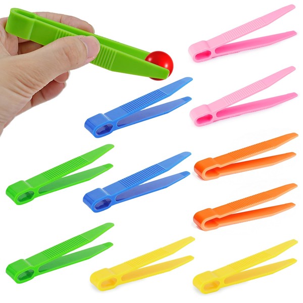 Children's Tweezers, 10-Piece Colourful Plastic Tweezers Children's Tweezers Learning Toy