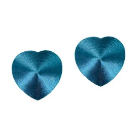 Cute and Spicy Satin Heart Nipple Pasties, Comfortable and Durable Breast Petals for Raves, Parties (Blue)