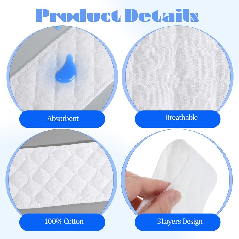 BOHUZ Pack of 12 Cotton Bra Inserts, Bra Inserts Sweating