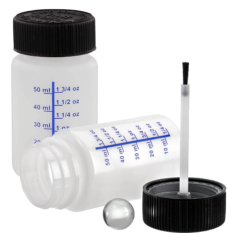 6 Pack- 2 Ounce (60ml) Empty Paint Touch Up Bottles