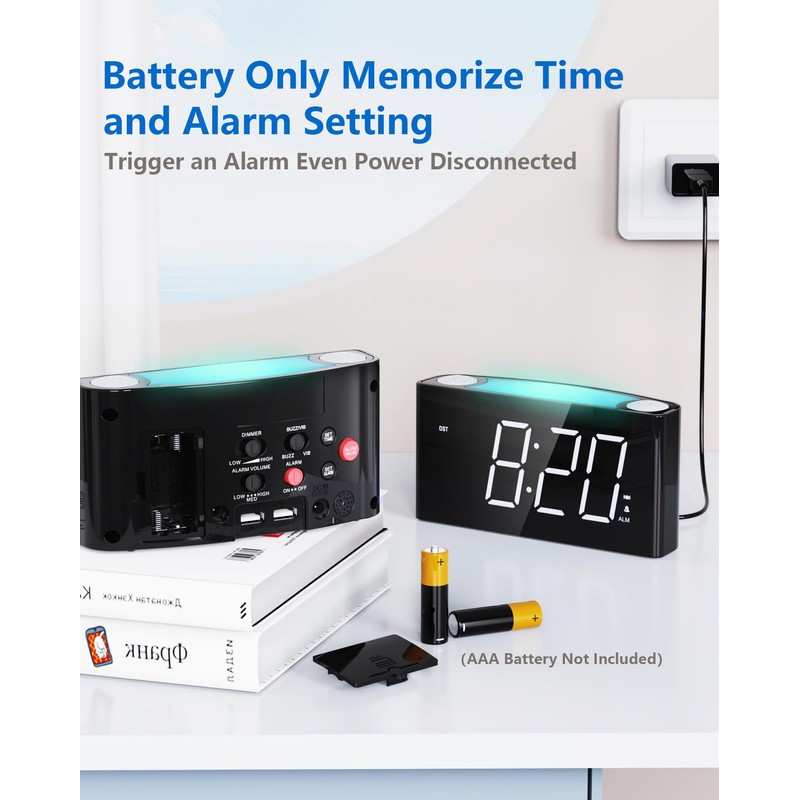 Vibrating Alarm Clock with Bed Shaker for Heavy Sleepers, Beside