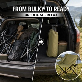 Portable Folding Moon Camping Chair with Carry Bag, 600D Oxford Cloth Seat, Carbon Steel Frame, 265 lb Capacity for Fishing, Picnics and Sketching