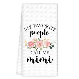 OINDADE Mimi Gifts Kitchen Towels, Gifts for Mothers Day Mimis Hand Towels, My Favorite People Call Me Mimi Dish Tea Towel for Kitchen Decor, Mimis Grandma Gift from Grandkids Bathroom Decor, 16x24In