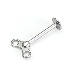 PiercedOff 316L Surgical Steel Labret with Winding Key - Length 6mm Width 1.2mm