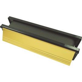 Firestop FS1506 10" Defender Fire Rated Letterbox, Polished Gold c/w Black Frame, 30 Minute Fire Rating