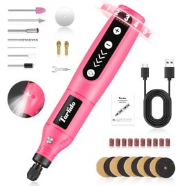 Tarlido Cordless Rotary Tool Kit, 3.7V 2.0Ah Rechargeable Battery, 18000RPM 5-Speed Multi Power Carving Tools, 31Pcs Accessories, Engraving, Sanding, Grinding, Polishing, Carving, Etching, DIY-Pink