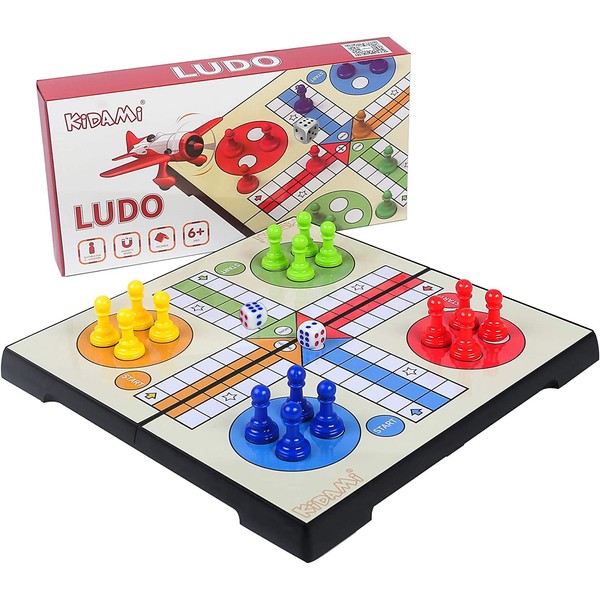 KIDAMI Ludo Magnetic Board Game Set, Folding and Light-Weight for Carrying, Gift for All Age (10 X 10 inches)
