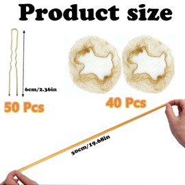 40 Pcs Hair Nets For Buns, 50 Pcs U Shape Hair Pins, Bun Nets Blonde, Ballet Hair Accessories, for Sactors Hotel Staff Restaurant Staff Chefs Flight Attendants Bank Staff Nurses&Skaters