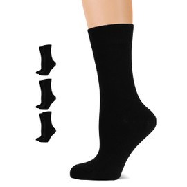 LAETAN Women's Rayon from Bamboo Dress Socks, Mid-Calf, Seamless, Soft Business Socks, Size: 6-9, Color: Black, 3 Pairs