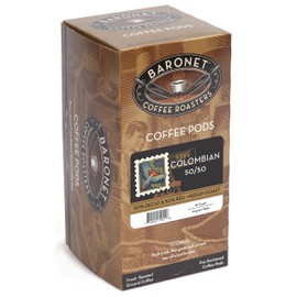 Baronet Coffee Pods [50/50 Decaf Colombian-54 Pods] Single Cup Use, Like Senseo [3 Boxes of 18 Single Serve 10 Gram] Regular Strength, Med Roast [50/50 Decaf Colombian]