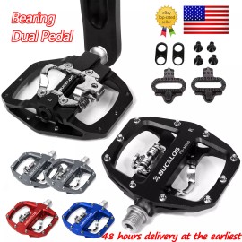 BUCKLOS SPD Pedal Clipless Pedals 9/16" Mountain Bike Pedals Dual Platform Multi-Purpose - Only SPD Cleats