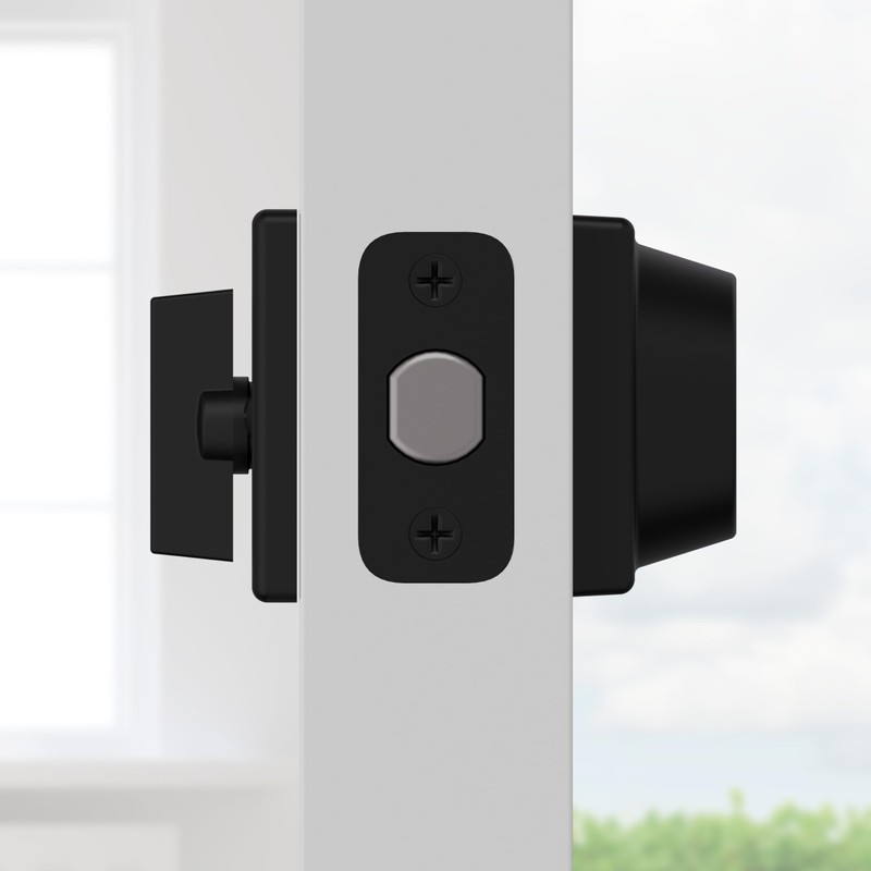 Kwikset 660 Deadbolt Lock, Matte Black Square Exterior Keyed Front