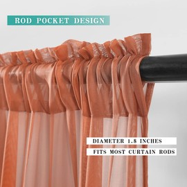 MIULEE Fall Window Valance Half Window Sheer Curtain Valance Terracotta Rod Pocket Voile Drape Extra Wide for Kitchen Cafe Bathroom Small One Panel 60 x 18 Inch Burnt Orange