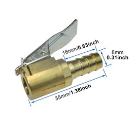 Pixaro Car Valve Lever Connector Air Chuck - 4 Pieces 8 mm 1/4 Inch NPT Car Valve Adapter, Brass Tyre Inflator Car Tyre Valve, Tyre Valve Air Pump Clip, for All Tyre Valves with Valve Thread