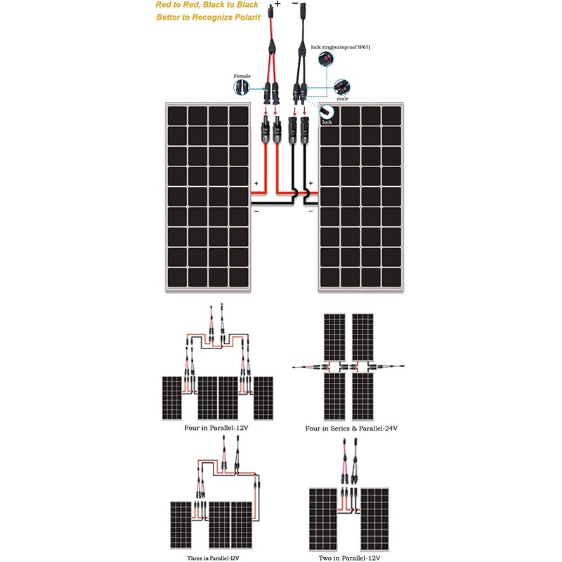 RUNCCI-YUN Pack of 2 Solar Cable Y Plug, Solar Splitter