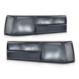 G-PLUS Taillights Taillamps Rear Brake Lights Left&Right w/o Bulbs Compatible with Ford Mustang 1987-1993,FO2800168, FO2801168 Smoky Lens Black Housing Faros Traseros Luces TraserasAssembly