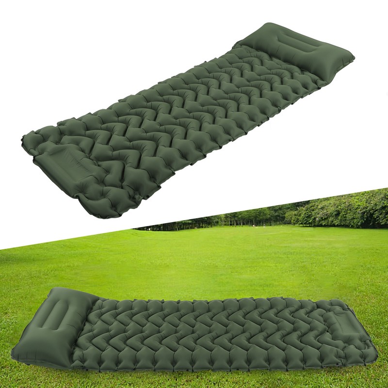 Inflatable Camping Sleeping Pad Green Leakproof Waterproof Portable Outdoor Camping
