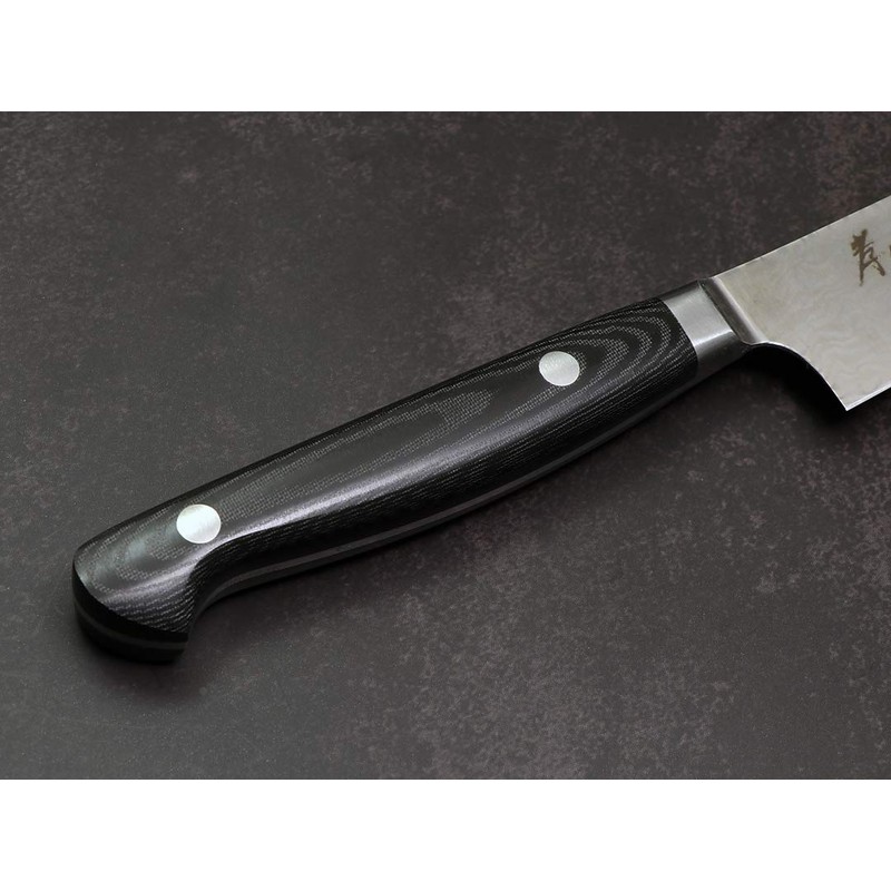 Coreless Damascus Sword Shaped (Cut) Petty 120 Black Micarta