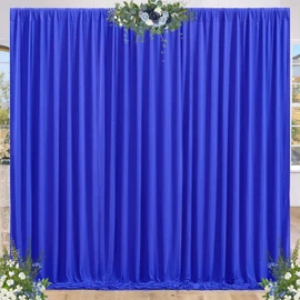 Royal Blue Backdrop Curtain 10x8ft Party Photo Backdrop Drapes 2 Panels Fabric Drapes for Backdrop No Wrinkle Polyester Curtain Panels for Graduation Birthday Retirement Party Event Background Decor