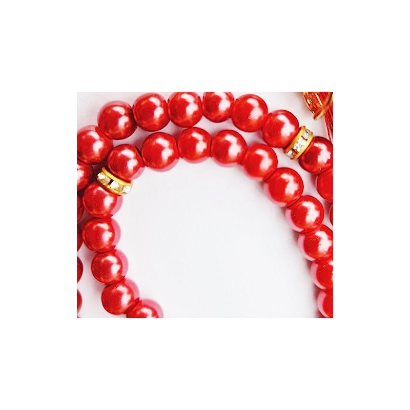 Islamic Tasbih Tasheeh 99-Beads Muslim Prayer Beads (Red)