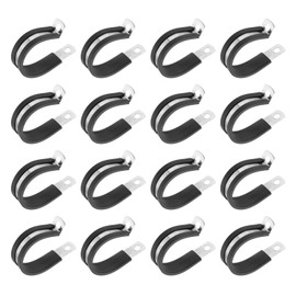 PATIKIL 1-3/8 Inch Cable Clamp, 16 Pack 304 Stainless Steel Rubber Cushioned Insulated Pipe Metal Clamp for Tube Pipe Hose Cable Wire Cord Installation