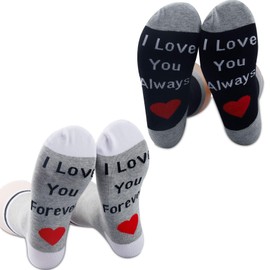 PXTIDY I Love You Always I Love You Forever Couples Socks Boyfriend Gift Girlfriend Gift for Him Her (2 pairs/set)