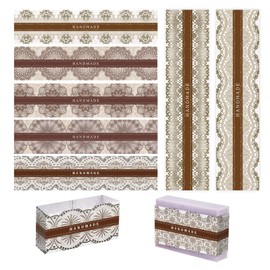 PH PandaHall 9 Styles Lace Wrap Paper Tape, 90PCS Vintage Band Label for Soap Packaging, Vertical Paper Tag Crafts Wrapper Sleeves, Homemade Soap Bar Business, 8.5x1.9 Inch