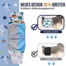 SlowTon Dog Nappies for Males, Pack of 3 Washable Reusable Male Nappy Panties for Dogs Heat and Incontinence, Highly Absorbent Male Bandage with Strong and Flexible Fasteners