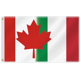 3×5 FT Canada Italy Combo Flag,Large Canadian Italian Decor,Double Side Digital Printed 150D Polyester Banner With Canvas Header Brass Grommet For Outdoor Indoor Parade Car