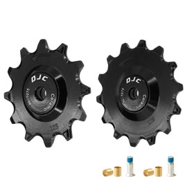 DJC 12 Speed Bike Ceramic Bearing Pulley Wheel 2 Guides Roller Jockey 11T 12T 13T 14T MTB Road Bike Clear Derailleur Sram Pulley (12T and 14T, Black Cap)