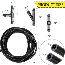 Windshield Washer Hose Kit, 3 Meter Washer Fluid Hose with 6 Pcs Hose Connectors, Windshield Washer Nozzles Kit Suitable for Most Car Windshield Fluid Tubing