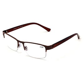Metal Rectangular Progressive Clear Lens No Line Reading Glasses Tri-Focal Reader (Bronze, 3.00)