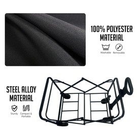 OVENTE Collapsible Foldable Wagon with 220lbs Weight Capacity, Heavy Duty Fabric and Metal Frame, Portable Folding Utility Cart for Grocery Shopping, Outdoor Sports, Beach and Camping, Black WFU011B