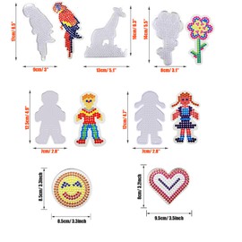 Allazone 5 mm 48 PCS Pack Fuse Beads Boards, 22 PCS Animal Clear Plastic Pegboards with 6 PCS White Beads Tweezers, 10 PCS Ironing Paper and 10 PCS Colorful Keychain for Kids Craft Supplies