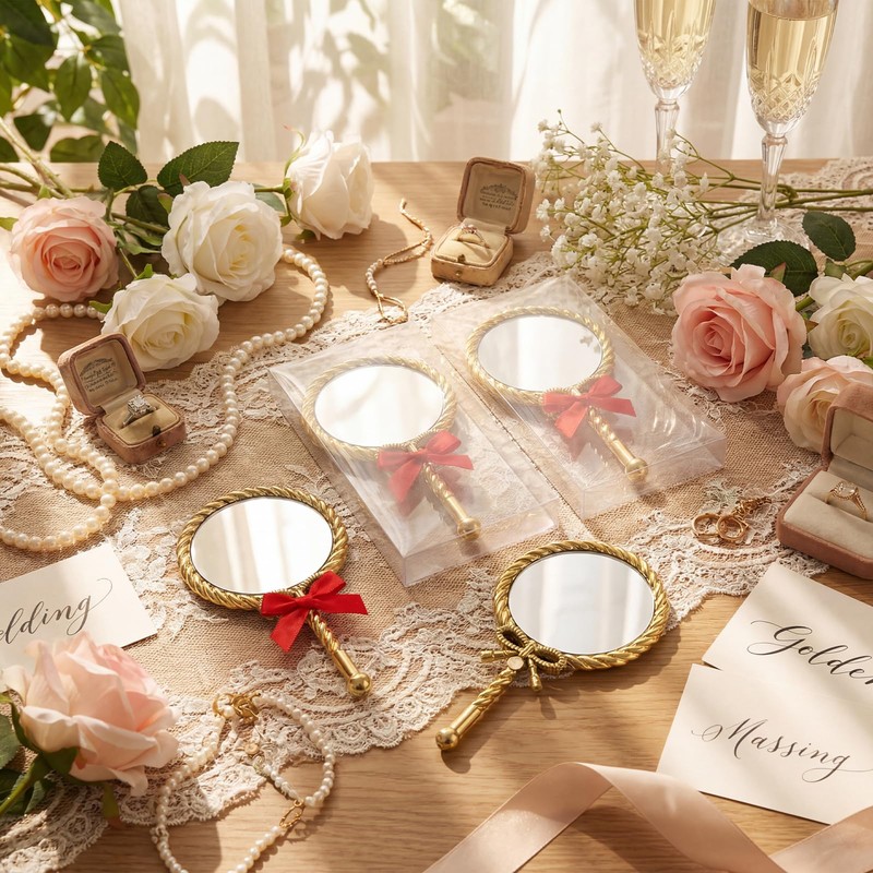 12 Set Vintage Handheld Mirror Bulk Small Hand Princess Mirrors