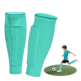 CHANXIUZAI Football Accessories Children, Shin Pads Children's Football, Breathable and Non-Slip Shin Pads Children (Green, L)
