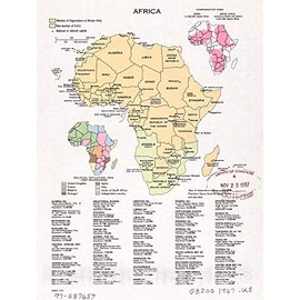 Historic 1967 Wall Map - Africa. 18in x 24in