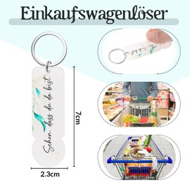 Hestya Pack of 20 Acrylic Shopping Trolley Token Key Rings "Schön, Dass du da Bist" – Removable and Dismountable, Ideal as a Guest Gift for Weddings, Christenings, Christmas, Birthdays, Confirmations
